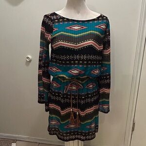 Auditions Tribal Aztec Tunic belted Dress Size M hobo 30% off w ♥️
